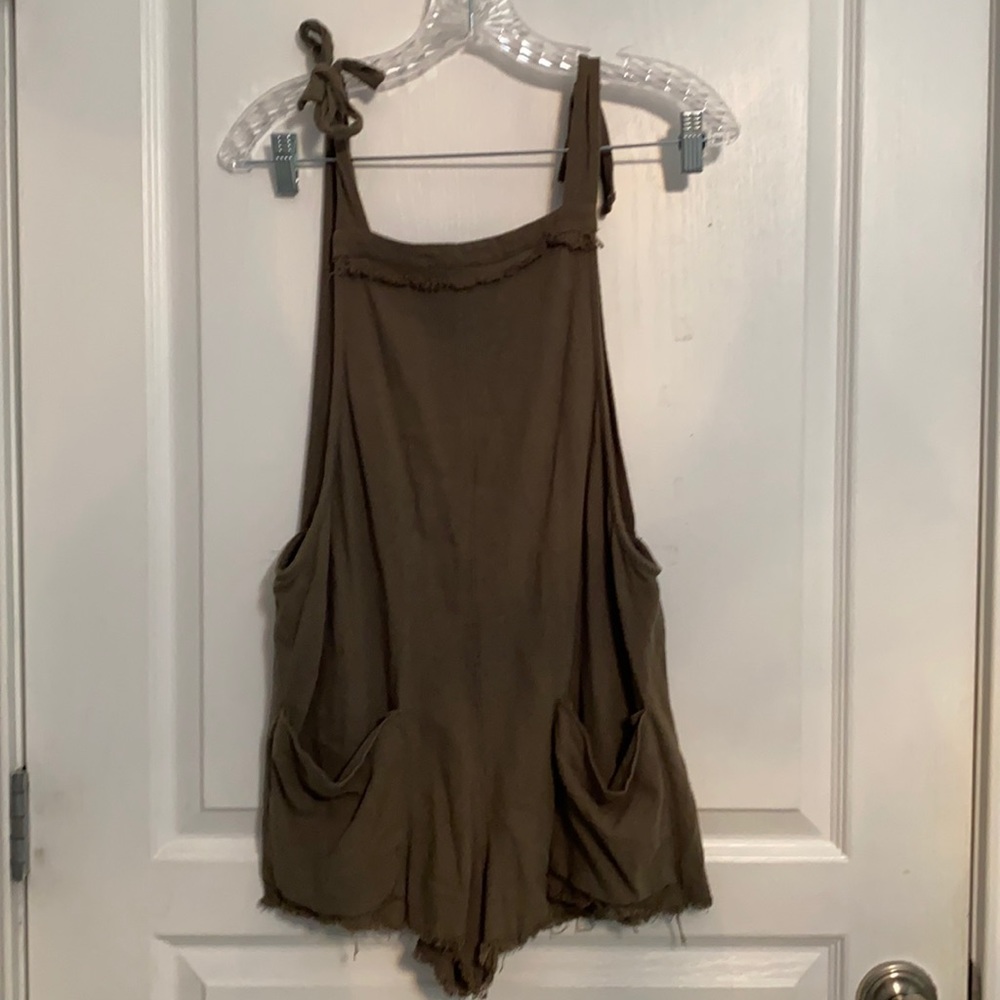 Mint Vanilla Olive Romper with Tie Straps